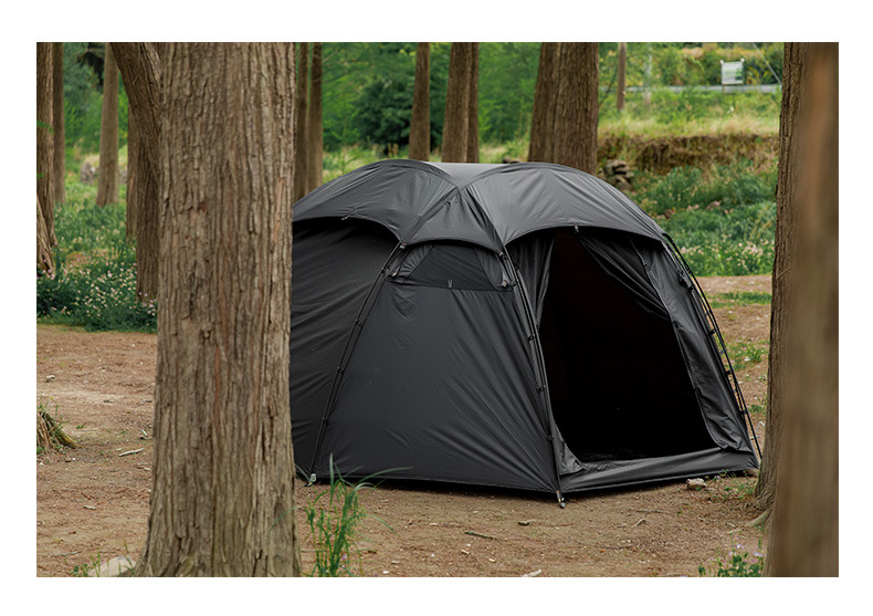 Cheap Goat Tents Mountainhiker SZK281 3 4 Person Outdoor Round Tents 210T Polyester Waterproof Shelter Tear Resistant Black Camping Dome Tent   